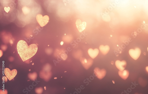 Sparks of love captured in a dreamy background with floating hearts and soft light creating a romantic atmosphere photo