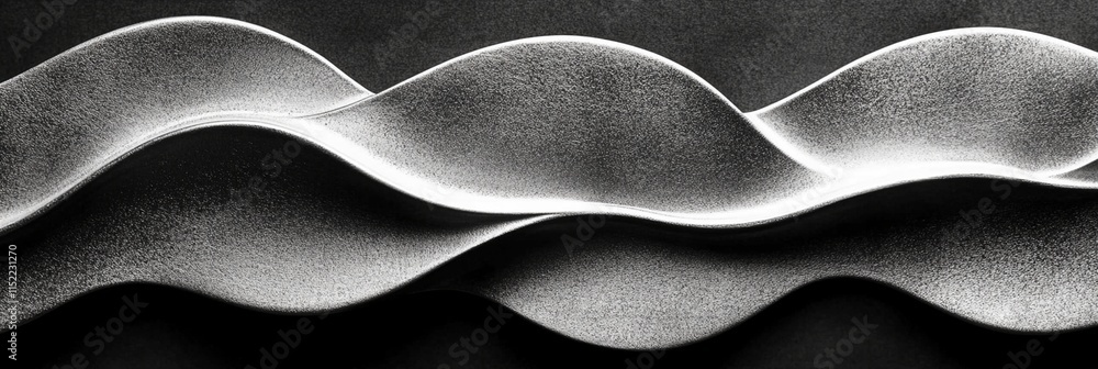 Fototapeta premium Abstract Metallic Wave Texture Gray Silver Monochrome Background