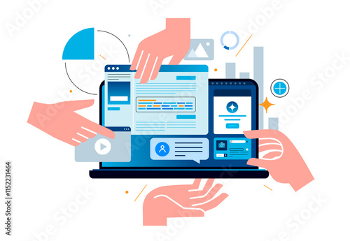 Fototapeta Hands on interface design.