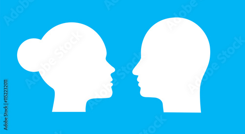 Silhouettes of the heads of a man and a woman.