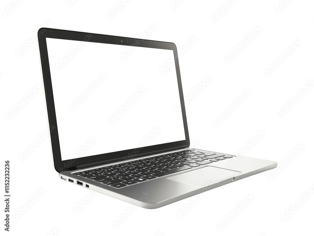 Laptop with 3D Graph Displayed on Screen in Transparent Background Laptop with 3D Graph Displayed on Screen in Transparent Background