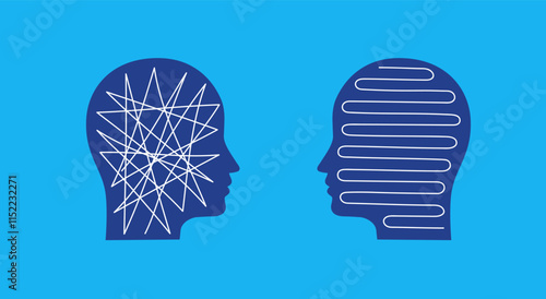 Two heads of a person with the opposite mindset.