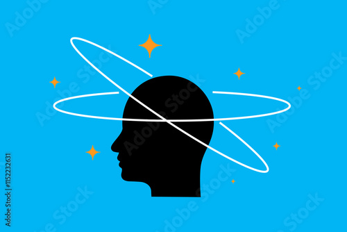 Dizziness line icon.
