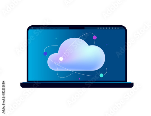Data cloud on laptop screen.