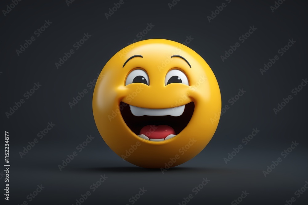 Fototapeta premium arafed yellow smiley face with open mouth on a dark background
