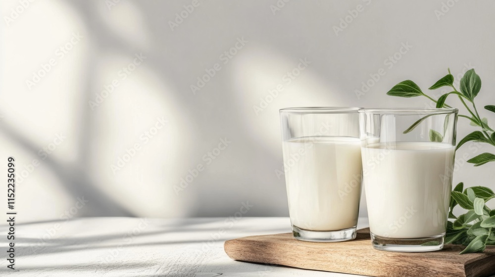 Fresh Milk in Glasses on a Clean Surface Fresh Milk in Glasses on a Clean Surface