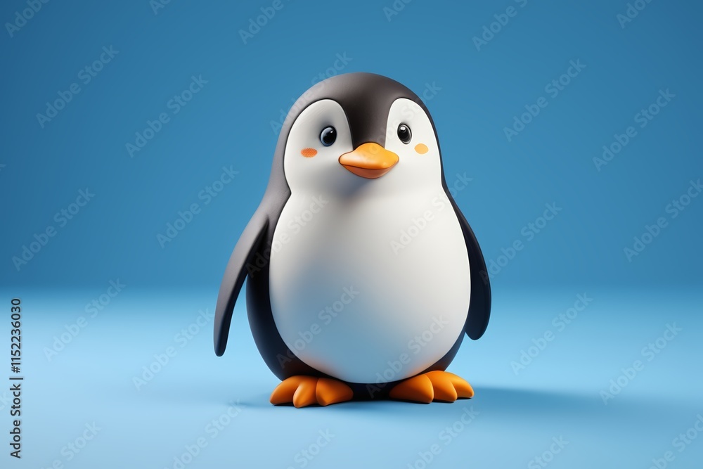 Obraz premium a close up of a penguin on a blue background with a blue background