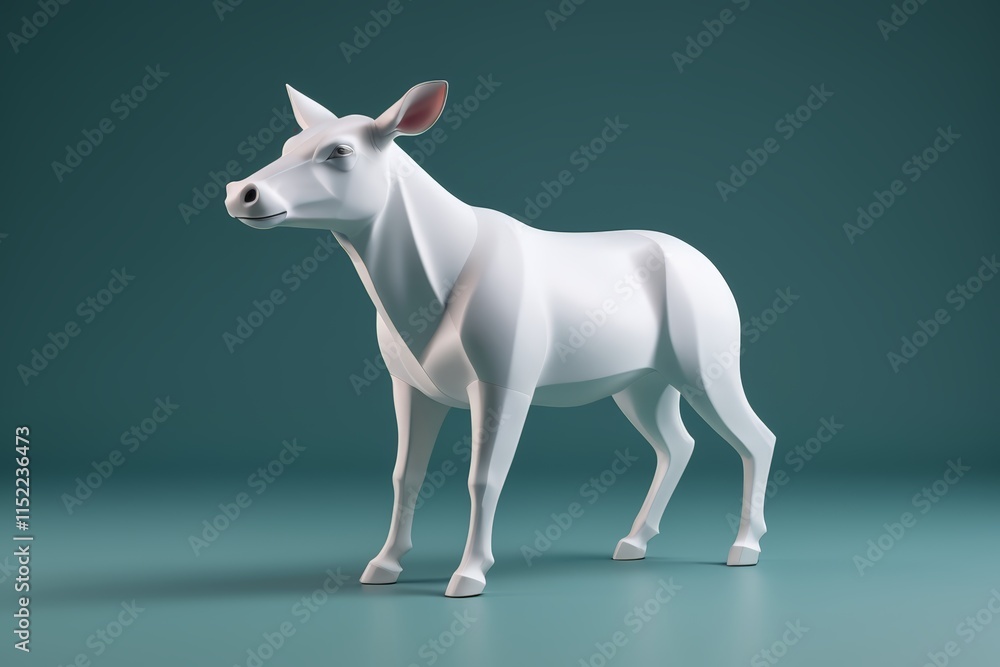 there is a white horse standing on a green surface there is a white horse standing on a green surface