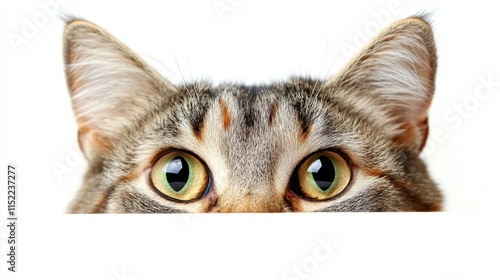 Curious Tabby Cat Peeking Over Blank Surface, Perfect for Adding Your Message, Banner Design