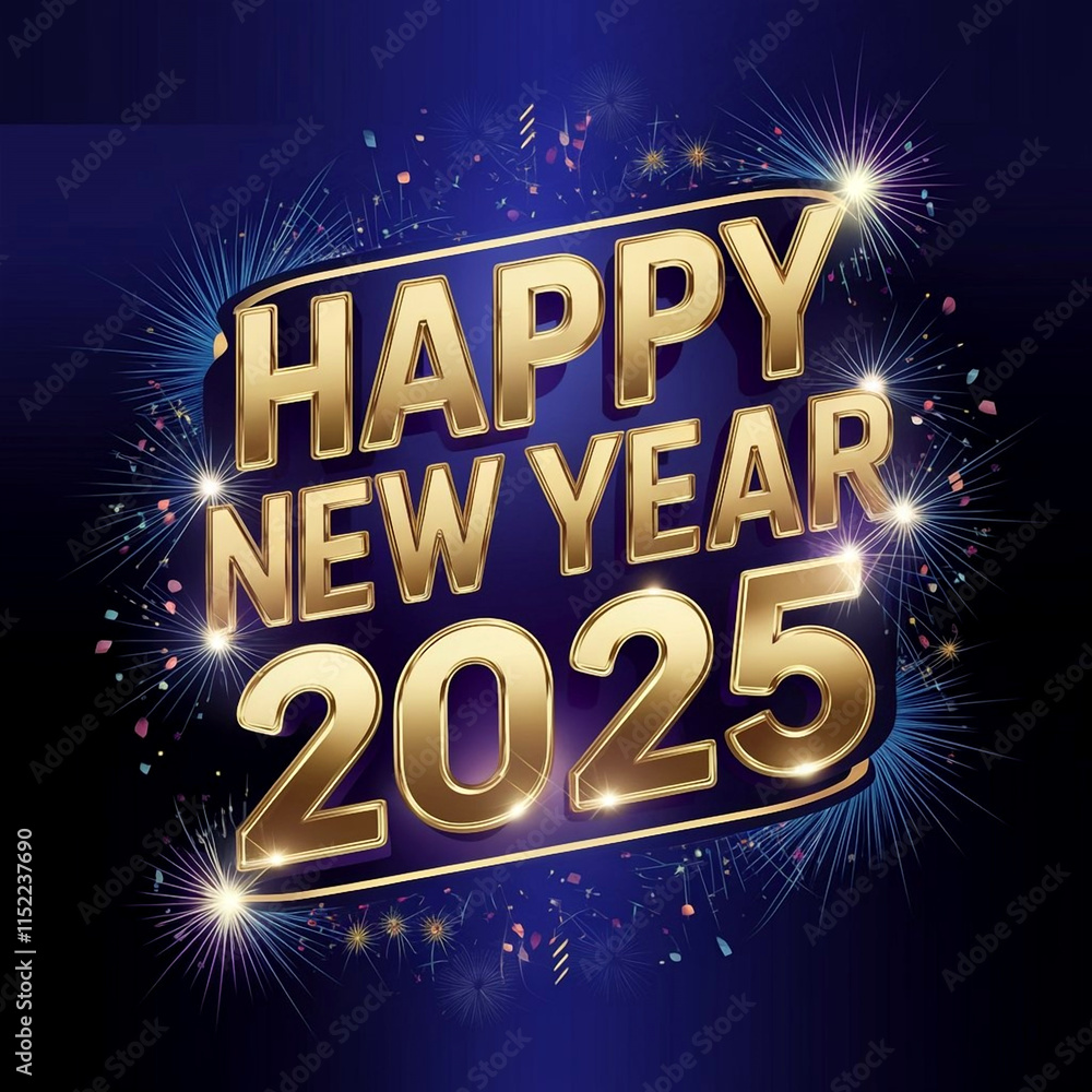 Fototapeta premium Dashing Happy New Year 2025 Wishing Card Design with Modern Gradient Text and Style