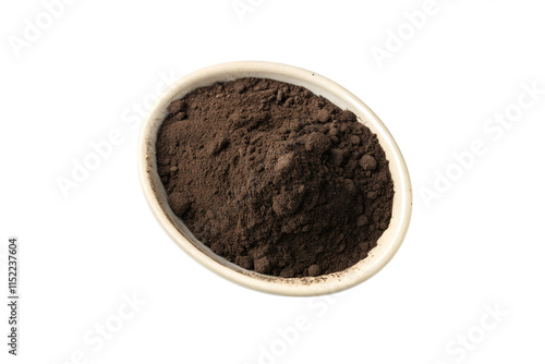 Peruvian Black Maca Organic Powder Isolated on White Background with Copy Space photo