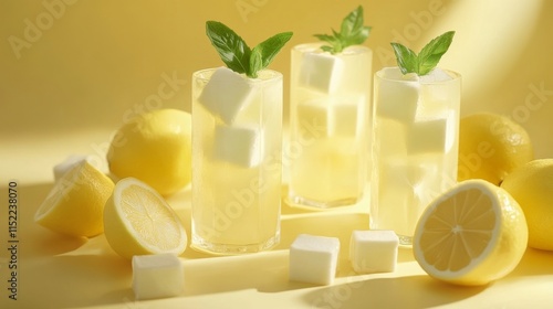 Refreshing Lemonade with Fresh Ingredients and Artful Display photo