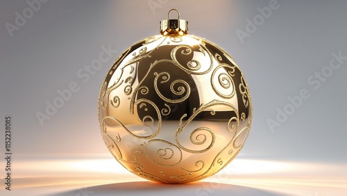 legant Metallic Gold Christmas Ornament: Swirling Patterns and Glossy Finish