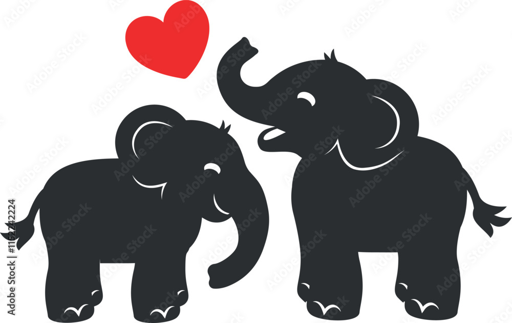 Obraz premium Cute Elephant Love Vector Illustration