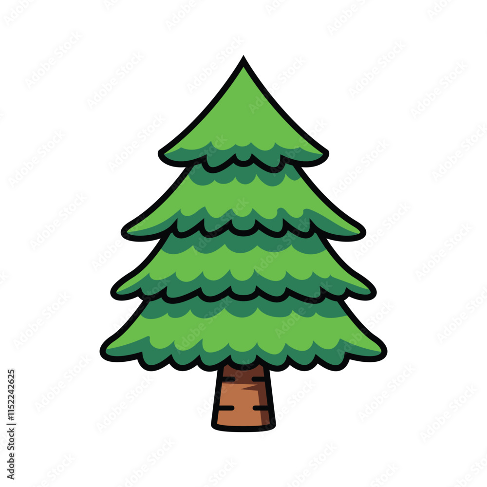 Fototapeta premium Cartoon tree vector art, Christmas tree vector, pine tree vector, design element 