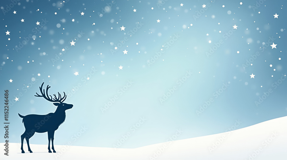 Christmas Card - Reindeer in the Snow Silhouette Christmas Card - Reindeer in the Snow Silhouette