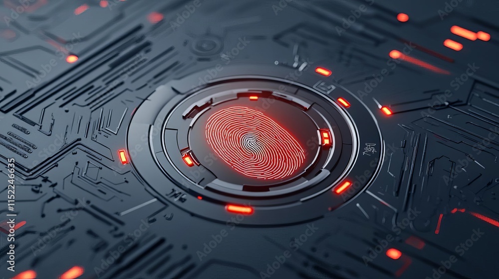 Fototapeta premium Close-up of a digital fingerprint unlocking e-wallet access, secure tech