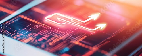 Digital wallet app transferring funds across borders with glowing arrows