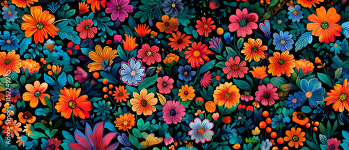 Vibrante Tradición: Patrón Floral Mexicano en Acuarelas