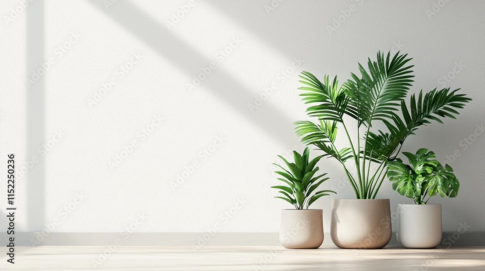 Modern decor with potted plants and natural light Modern decor with potted plants and natural light