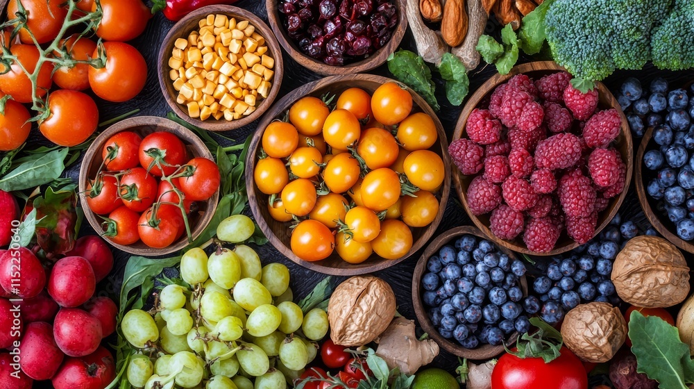 Vibrant assortment of fresh fruits and berries Vibrant assortment of fresh fruits and berries