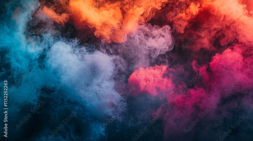 Vivid colorful smoke clouds in a dramatic abstract setting Vivid colorful smoke clouds in a dramatic abstract setting