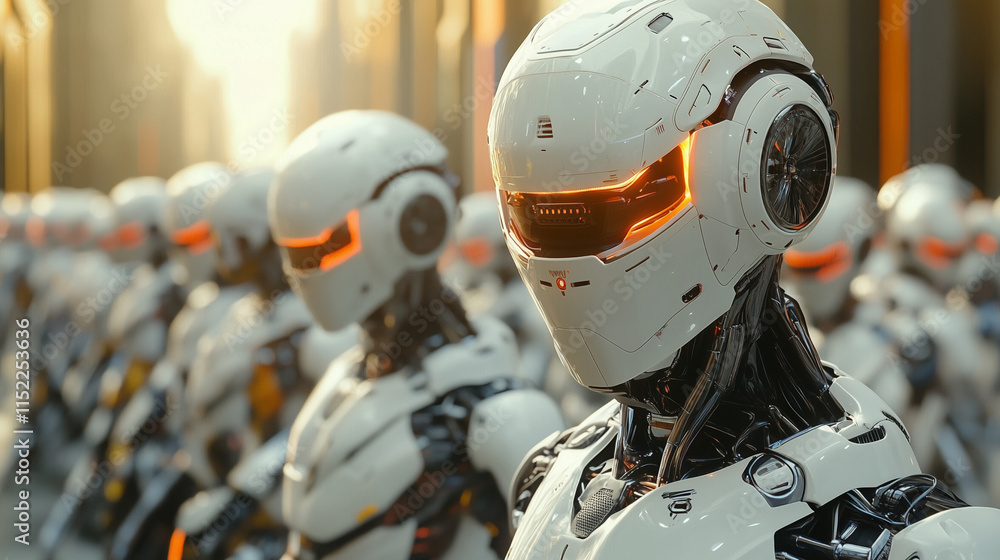 Fototapeta premium Futuristic crowd of robot