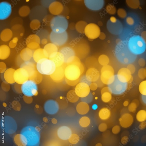 Bokeh lights, golden glow, blurred circles, blue accents, warm atmosphere, festive background, soft focus, magical sparkles, abstract pattern, dreamy ambiance, glowing orbs, holiday mood, luminous sph photo