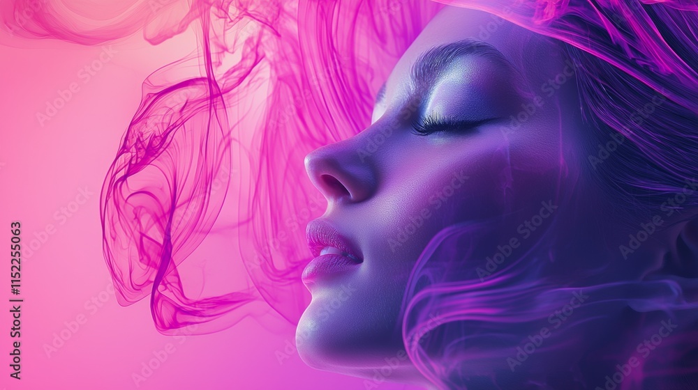 Abstract portrait of a woman with flowing pink hues Abstract portrait of a woman with flowing pink hues