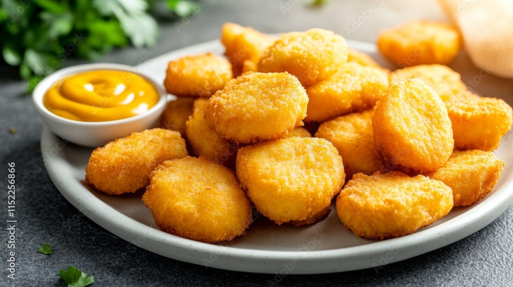Crispy Nuggets with Honey Mustard Dipping Sauce Crispy Nuggets with Honey Mustard Dipping Sauce