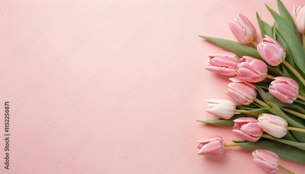 Fototapeta premium pink tulips on wooden background