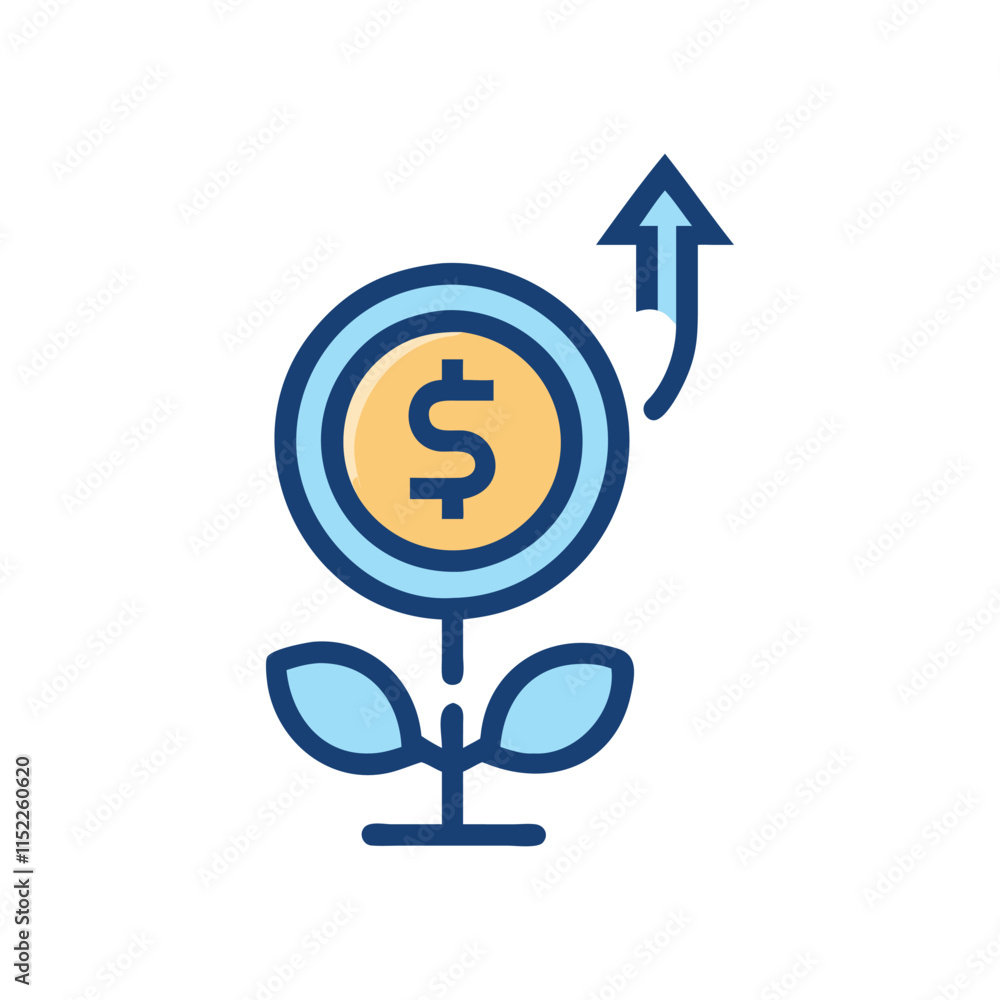 Creative Coin Growth Icon Illustration Design Creative Coin Growth Icon Illustration Design