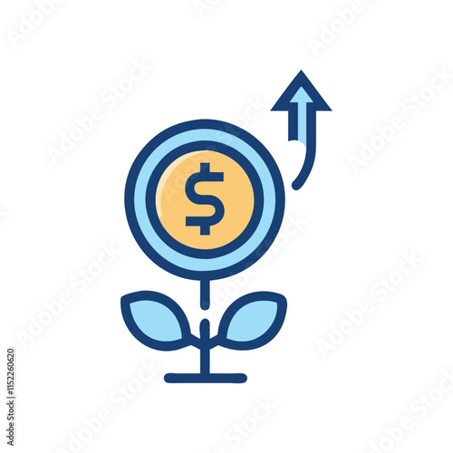 Creative Coin Growth Icon Illustration Design