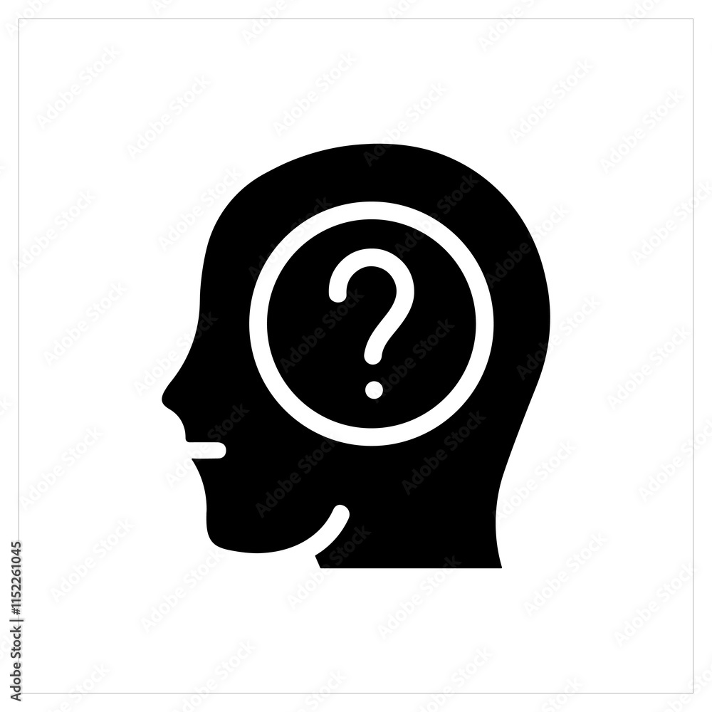 Silhouette of a head with a question mark, representing uncertainty. Silhouette of a head with a question mark, representing uncertainty.