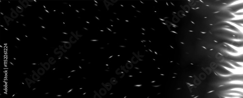White flame with sparks, fire with flying cinder, abstract glowing embers, heat sparkles, bokeh fire texture. Vector illustration.