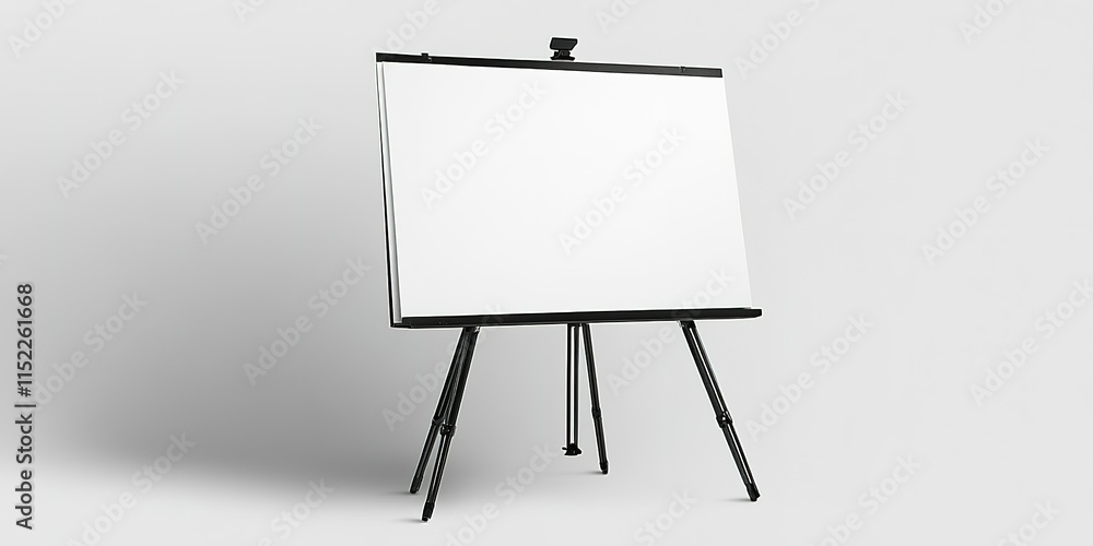 Blank easel set up for a creative session in a bright, minimalistic studio space during the day Blank easel set up for a creative session in a bright, minimalistic studio space during the day