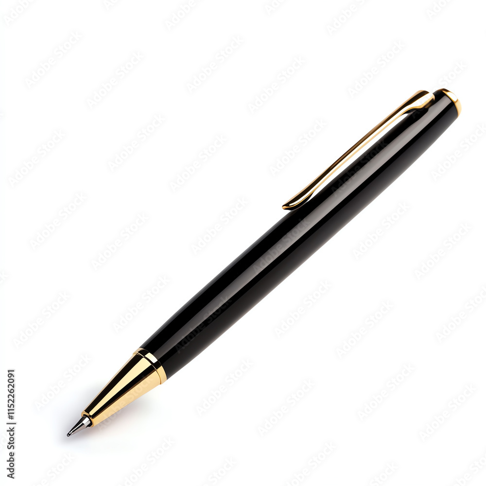 Classic black pen with gold accents on white isolate background. Classic black pen with gold accents on white isolate background.