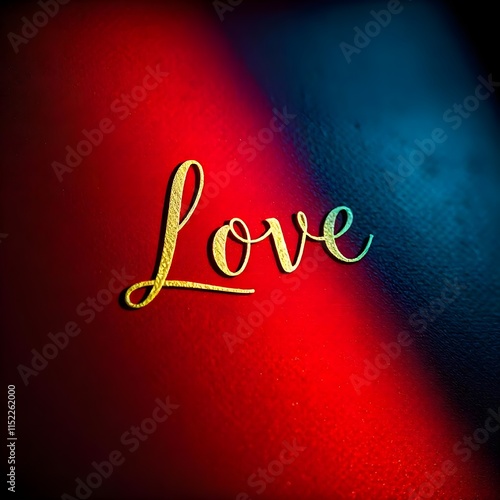 LOVE, love calligraphy on Red background.