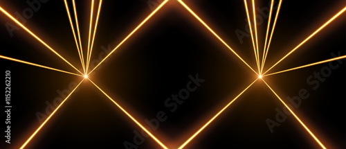 Laser rays or beams, glowing neon lines, bright futuristic background. Concert or nightclub spotlights. Vector illustration.