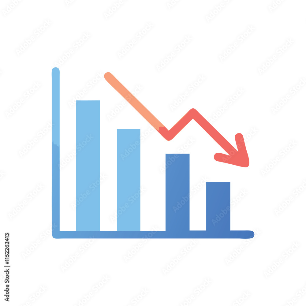 Stylish Decline Graph Icon Illustration Design Stylish Decline Graph Icon Illustration Design