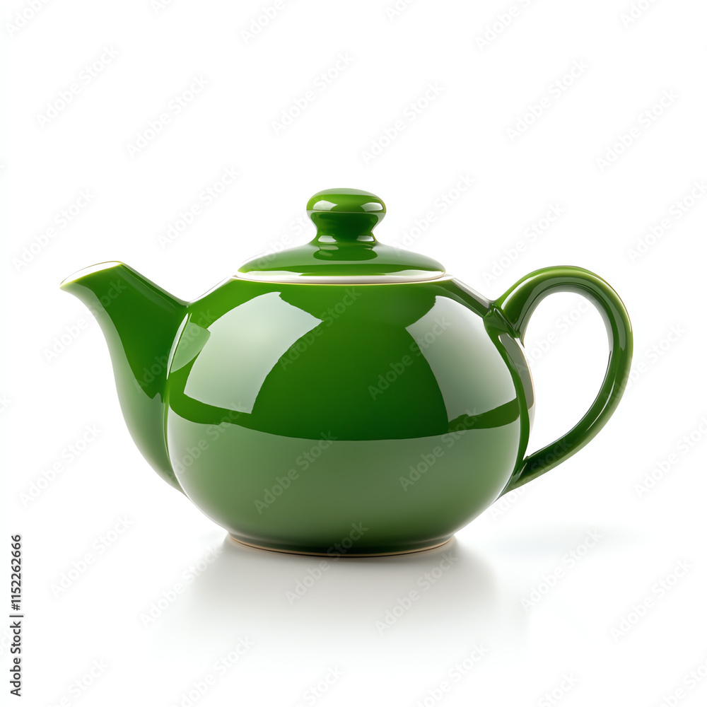 Stylish green teapot on a white isolated background. Stylish green teapot on a white isolated background.