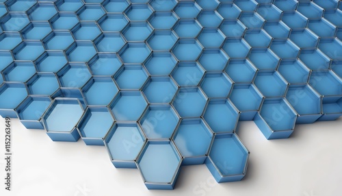 Blue Hexagon Pattern Background: Representing Genetic Research, Molecular Structures, and Chemical Engineering Concepts, Perfect for Healthcare, Science, and Medical Design Applications photo