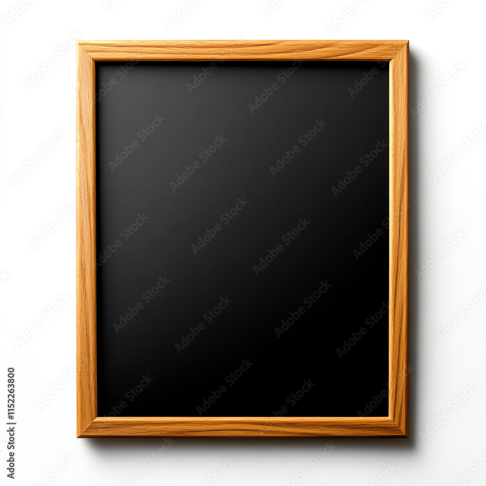 Wooden frame with black chalkboard surface on a white background. Wooden frame with black chalkboard surface on a white background.