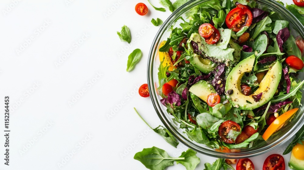 Fresh Green Salad with Avocado and Vibrant Dressing Fresh Green Salad with Avocado and Vibrant Dressing
