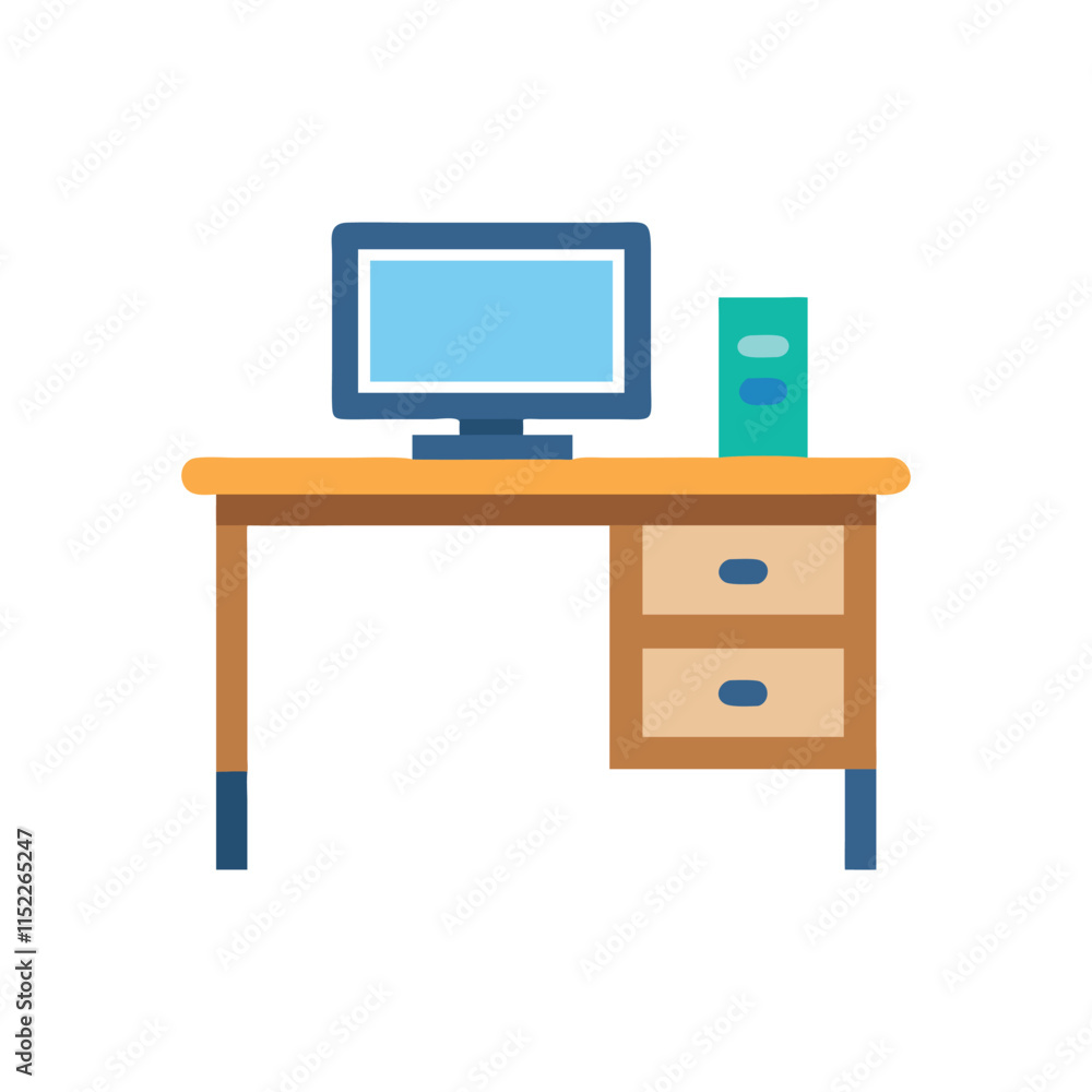 Minimal Desk Setup Icon Illustration Design Minimal Desk Setup Icon Illustration Design