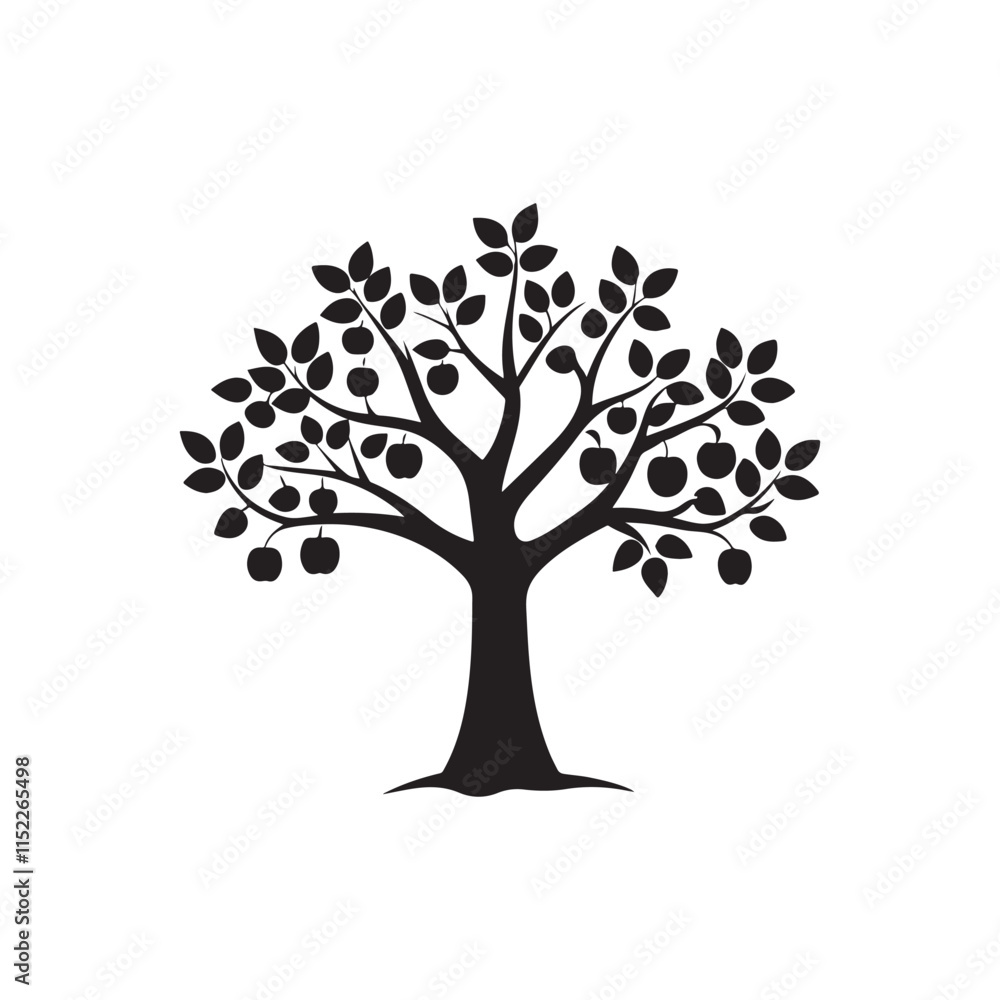 Simple creative black tree icon art place on white background Simple creative black tree icon art place on white background