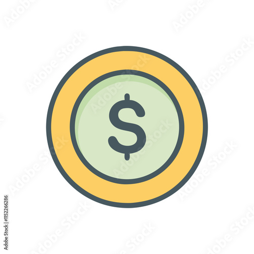  Dynamic Dollar Coin Icon Illustration Design