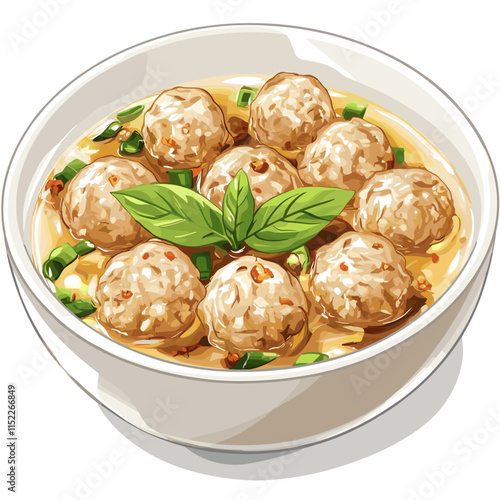 Bakso Meatball Noodle Soup with Vegetables