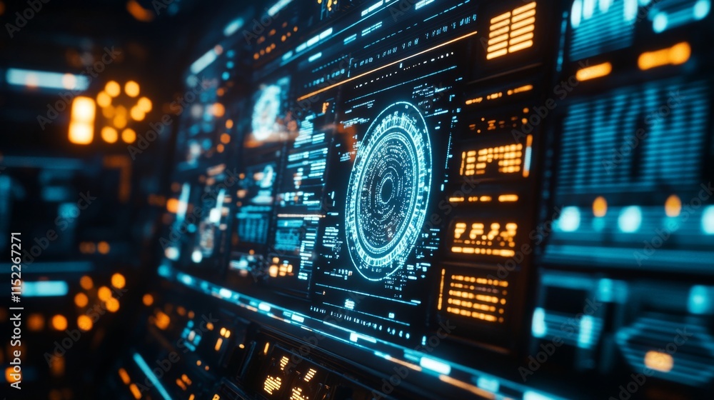 Obraz premium Holographic Technology in High-Tech Control Room