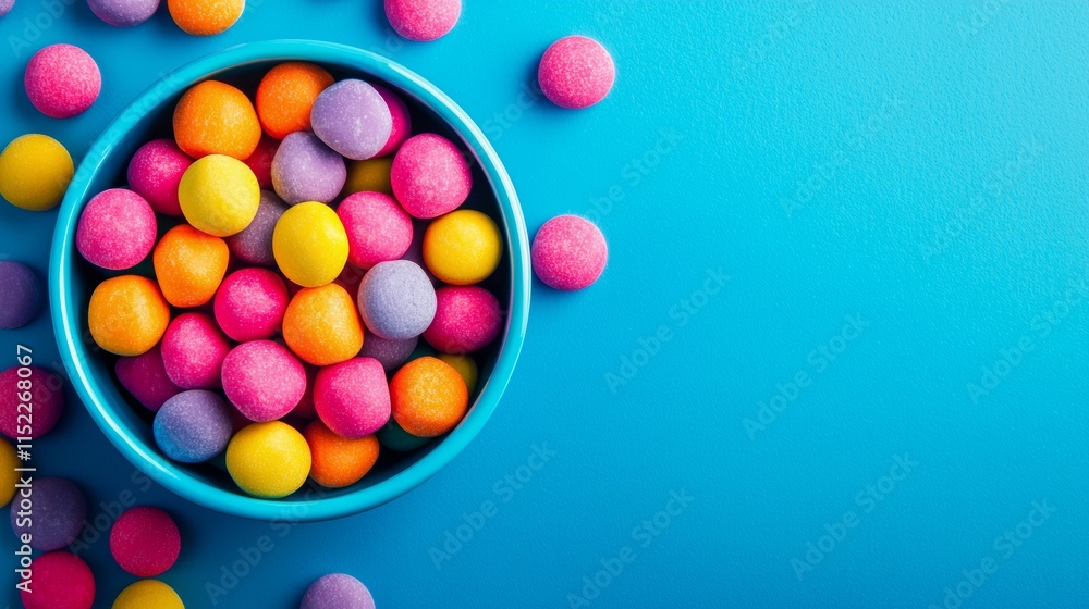 Obraz premium Bowl of colorful candy-coated chocolates